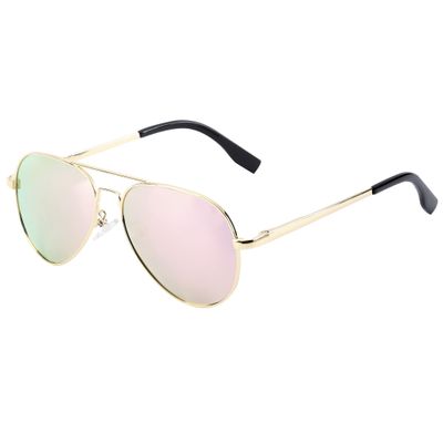 Onrtry Small Polarized Aviator Sunglasses for Boys Girls Classic Metal Frame Mirrored Lens Sun Glasses - 52MM(Gold Frame/Pink Lens)