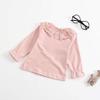 Baby Girl Kids Ruffle Blouses Long Sleeves Solid Color Doll Collar T-Shirt Top Bottom Cotton Top Basic Tees Plain Shirt (Pink,18-24 Months,18 Months,24 Months) view 2