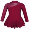 Jowowha Kids Girls Long Sleeves Mock Neck Mesh Splice Dancewear Figure Ice Skating Dresses Burgundy 12 view 1