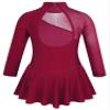 Jowowha Kids Girls Long Sleeves Mock Neck Mesh Splice Dancewear Figure Ice Skating Dresses Burgundy 12 view 2