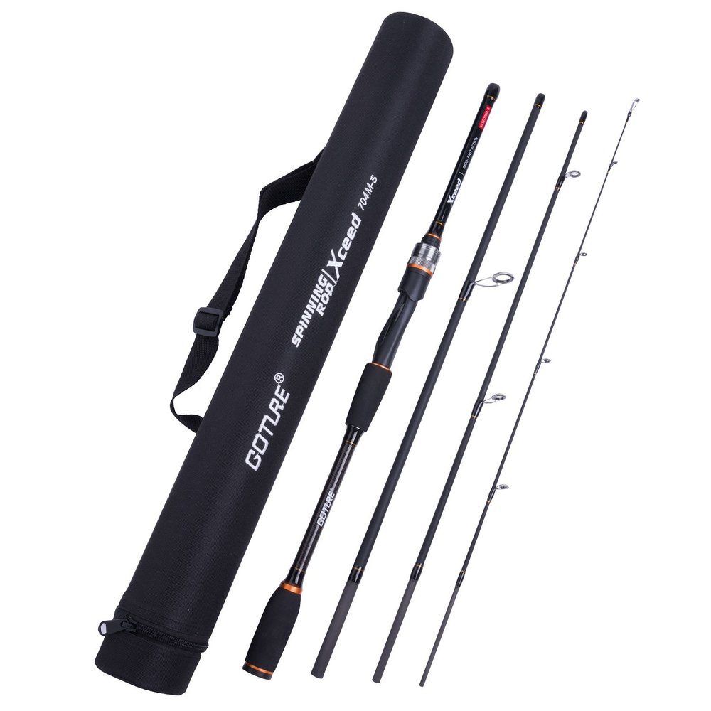 Goture O-Ring Travel Fishing Rod 4 Piece Pole Spinning 30-ton Carbon Matrix with Portable Fishing Case 7'6"