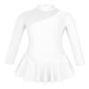 Aislor Kids Girls Mock Neck Mesh Splice Cutout Leotard Dress Figure Ice Skating Roller Skating Activedress White 12 Years view 1