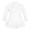 Aislor Kids Girls Mock Neck Mesh Splice Cutout Leotard Dress Figure Ice Skating Roller Skating Activedress White 12 Years view 2