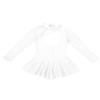 Aislor Kids Girls Mock Neck Mesh Splice Cutout Leotard Dress Figure Ice Skating Roller Skating Activedress White 12 Years view 3