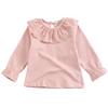 Baby Girl Kids Ruffle Blouses Long Sleeves Solid Color Doll Collar T-Shirt Top Bottom Cotton Top Basic Tees Plain Shirt (Pink,12-18 Months,12 Months,18 Months) view 1