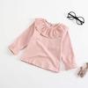 Baby Girl Kids Ruffle Blouses Long Sleeves Solid Color Doll Collar T-Shirt Top Bottom Cotton Top Basic Tees Plain Shirt (Pink,12-18 Months,12 Months,18 Months) view 3