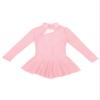 Aislor Kids Girls Mock Neck Mesh Splice Cutout Leotard Dress Figure Ice Skating Roller Skating Activedress Pearl Pink 8 Years view 3