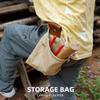 ASENIE Foraging Bag Waxed Canvas PU Leather Collapsible Outdoor Foraging Pouch Mushroom Hunting Storage Bushcraft Belt Water Resistant Tinder Dump for Travel Camping Hiking Picking up Bag Only (Khaki) view 4