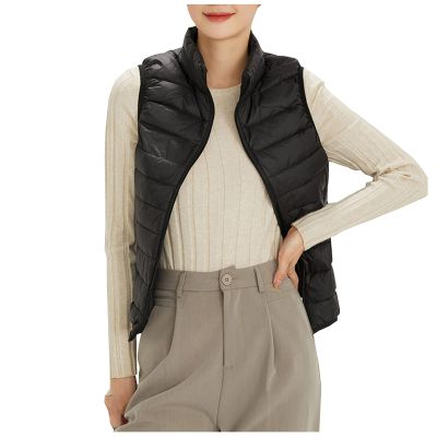 tuduoms Women's Packable Down Vest Ultra-light Quilted Padded Puffer Outerwear Jacket Vests Teen Girl Cute Warm Zip Coats