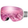 AVAWAY Pink Ski Goggles, Snow Goggles Women, UV 400 Protection Snowboard Goggles Over Glasses Frameless Detachable Lenses view 1