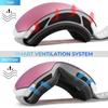 AVAWAY Pink Ski Goggles, Snow Goggles Women, UV 400 Protection Snowboard Goggles Over Glasses Frameless Detachable Lenses view 4