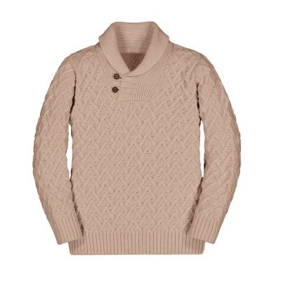Teurkia Boys' Casual Knit Cable Turtleneck Sweater Rib Cuff Pullover for Kids Khaki