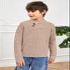 Teurkia Boys' Casual Knit Cable Turtleneck Sweater Rib Cuff Pullover for Kids Khaki view 4