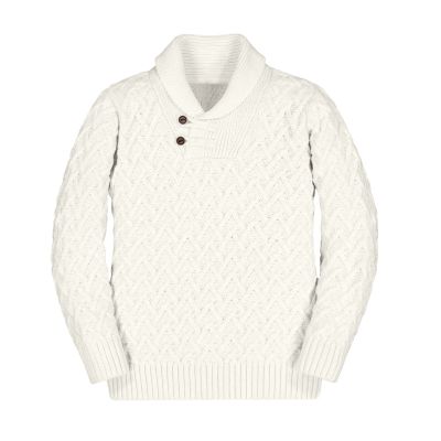 Teurkia Boys' Casual Knit Cable Turtleneck Sweater Rib Cuff Pullover for Kids White