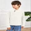 Teurkia Boys' Casual Knit Cable Turtleneck Sweater Rib Cuff Pullover for Kids White view 2