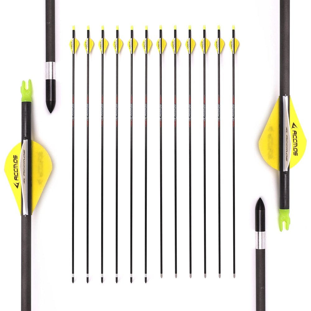Spine 500 Arrow for 45 Lb Recurve Bow 29 Inch Arrow Target Practice Arrow Hunting Arrow Carbon Arrows Adult Youth Archery Indoor Outdoor Shooting Bullet Tip 12pc