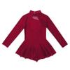 Oyolan Kid Girls Mock Neck Mesh Splice Roller Ice Figure Skating Dress Leotard Ballet Dance Wear Outfit Costumes Burgundy A 8 Years view 4