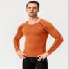 Orange Men's Compression Shirt Long Sleeve Athletic Workout T-Shirts Top Active Sport Baselayer Undershirt Gear Shirt view 2
