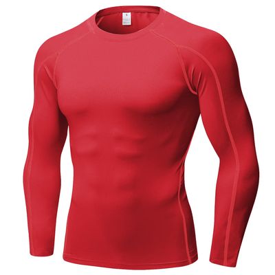 SPVISE Compression Shirt Men Long Sleeve Workout Gym Baselayer Top Red