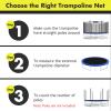 Giantex Trampoline Safety Net, 8 10 12 14 15 16Ft Weather-Resistant Replacement Enclosure Net for Round Frame, with Double-Headed Zippers, Protection Buckles & Enhanced Hook (12Ft 8 Poles) view 4