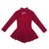 winying Girls Mock Neck Long Sleeves Tulle Splice Cut Out Back Roller Ice Figure Skating Dress Ballet Dancewear Burgundy G 12 Years view 3