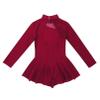winying Girls Mock Neck Long Sleeves Tulle Splice Cut Out Back Roller Ice Figure Skating Dress Ballet Dancewear Burgundy G 12 Years view 4