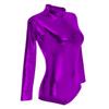 ABAFIP Women's Metallic Liquid Shiny Long Sleeve Lycra Spandex Gymnastic Ballet Dance Leotard Bodysuit Faux Leather Stage Dancewear Performance Costume Purple XX-Large view 3
