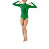 ABAFIP Women's Metallic Liquid Shiny Long Sleeve Lycra Spandex Gymnastic Ballet Dance Leotard Bodysuit Faux Leather Stage Dancewear Performance Costume Dark Green 3X-Large view 4