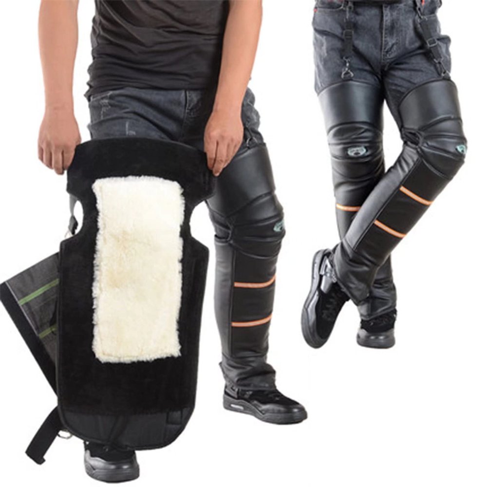 HGTRH Motorcycle Knee Pads, Winter Waterproof Motorcycle Knee Pads, Leg Warmer Wool Cashmere Women Men Warm Thermal Cycling Knee Brace Sleeve, Cold Resistant Protector for Outdoor