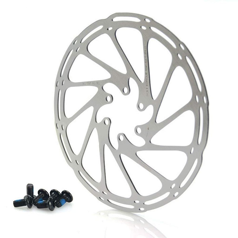 LvTu 160mm 180mm Brake Disc Stainless Steel Bike Rotor 6 Holes with 6 Bolts - Silver (Size : 160MM)