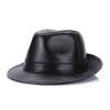 ZYC Plain Newsboy Caps PU Leather Jazz Men's Genuine Leather Fedoras Hat Winter Cowhide Leather Hats Women's Cap, Black 1,L(55cm56cm) view 1