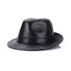 ZYC Plain Newsboy Caps PU Leather Jazz Men's Genuine Leather Fedoras Hat Winter Cowhide Leather Hats Women's Cap, Black 1,L(55cm56cm) view 3