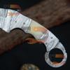 Best Custom Handmade Beautiful Handmade Damascus Hunting karambit knife Handle made of camel and Damascus, Comes with Pure leather Sheath SA-04 view 3