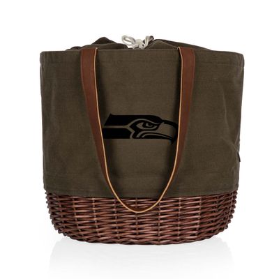 PICNIC TIME Seattle Seahawks Coronado Canvas and Willow Basket Tote