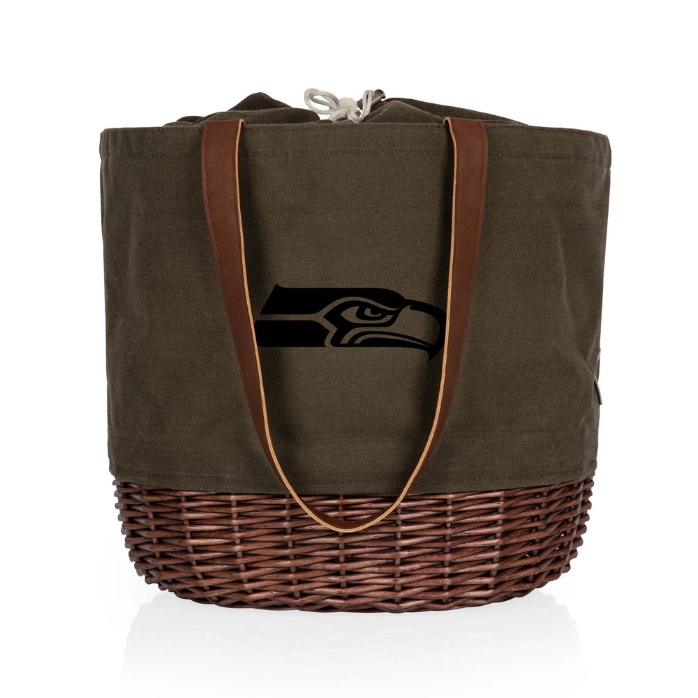 PICNIC TIME Seattle Seahawks Coronado Canvas and Willow Basket Tote