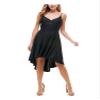 CITY STUDIO Womens Black Cut Out Glitter Zippered Spaghetti Strap V Neck Short Party Hi-Lo Dress 0 view 1