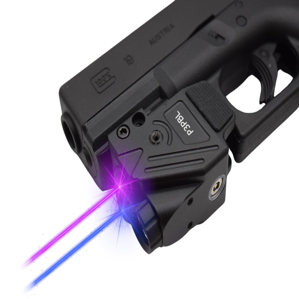 HiLight Tactical P3PBL Purple Laser 700 Lumens Flashlight w Strobe & Dual (Purple/Blue) Beam, Military-Grade Aluminum & Magnetic Charger, Gun Rail Mount for Glock, Sig, S&W, Laser IIIA <5mw