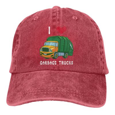 I Love Garbage Trucks Adjustable Snapback Cap Baseball Cap Vacation Jeans Hat for Men Women Boy Girl Cap Red