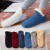 AMXL Woven and Velvet Indoor Socks Slippers,Womens Warm Fuzzy Slipper Socks Winter Girls Cozy Fleece Grip Socks,Yoga Sock (Blue,5.5-7.5) view 4