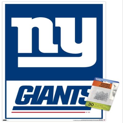 Trends International NFL New York Giants - Logo 21 Wall Poster, 14.72" x 22.37", Premium Poster & Push Pin Bundle