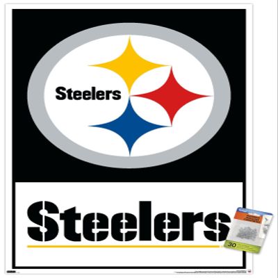 Trends International NFL Pittsburgh Steelers - Logo 21 Wall Poster, 22.37" x 34.00", Poster & Push Pin Bundle
