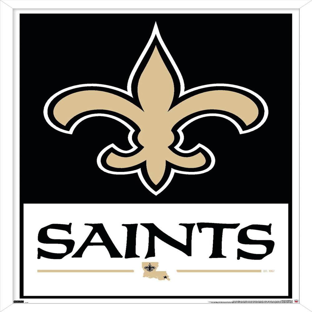 Trends International NFL New Orleans Saints - Logo 21 Wall Poster, 22.4L x 14.7W, White Framed Version