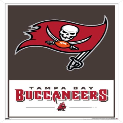 Trends International NFL Tampa Bay Buccaneers - Logo 21 Wall Poster, 34L x 22.4W, White Framed Version