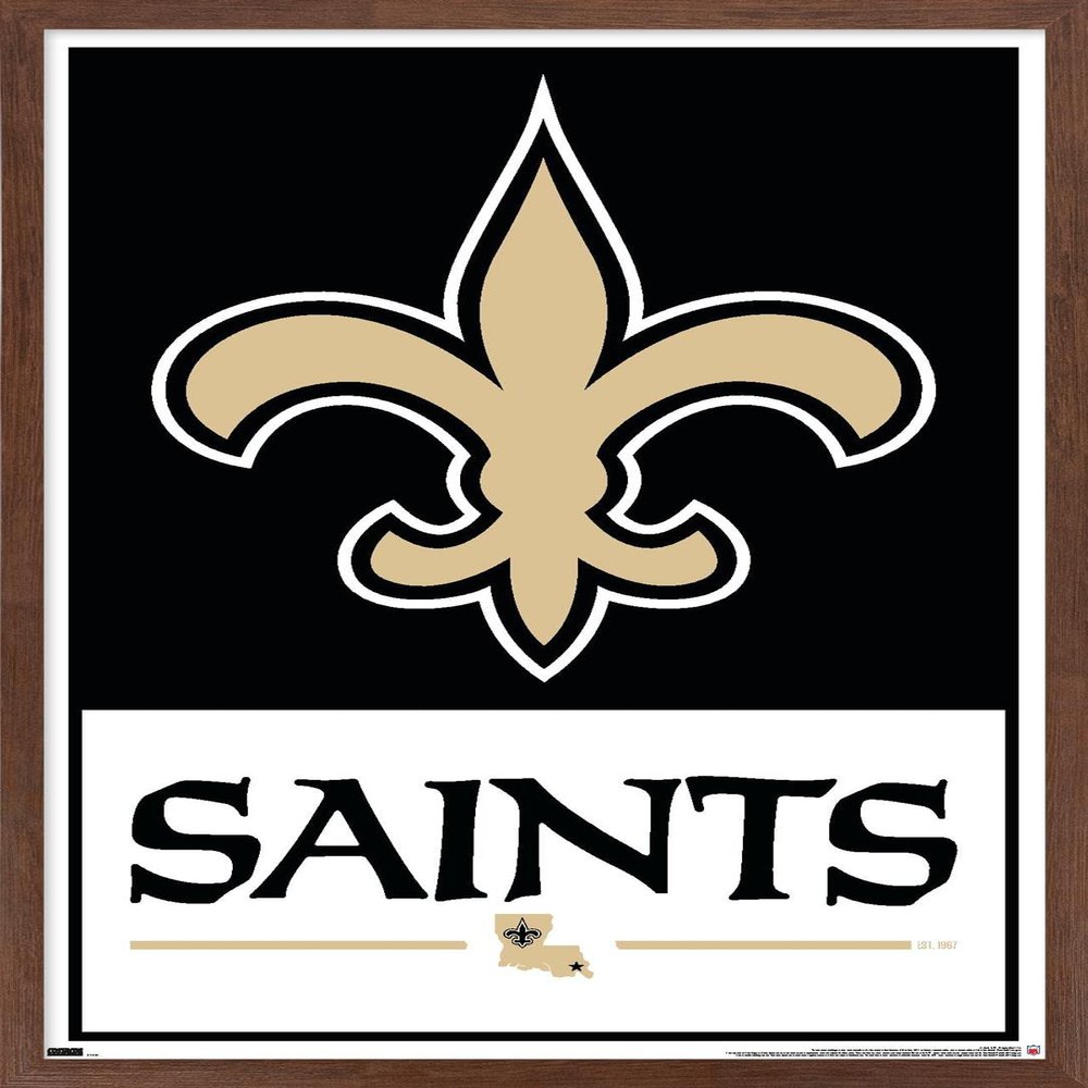 Trends International NFL New Orleans Saints - Logo 21 Wall Poster, 22.4L x 14.7W, Mahogany Framed Version