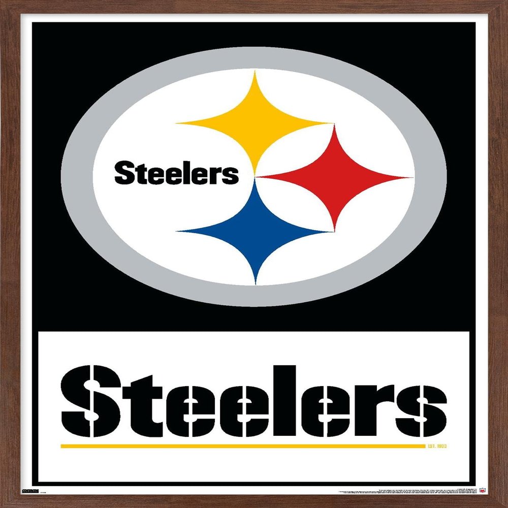 NFL Pittsburgh Steelers - Logo 21 Wall Poster, 34L" x 22.4W", Mahogany Framed Version