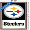 NFL Pittsburgh Steelers - Logo 21 Wall Poster, 34L" x 22.4W", Mahogany Framed Version view 3