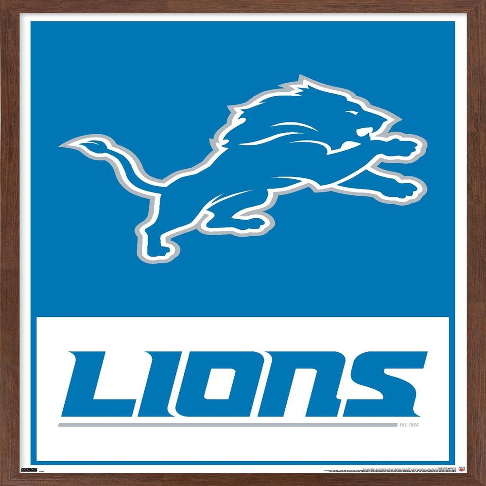 NFL Detroit Lions - Logo 21 Wall Poster, 22.4L" x 14.7W", Mahogany Framed Version
