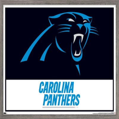 Trends International NFL Carolina Panthers - Logo 21 Wall Poster, 22.4L x 14.7W, Barnwood Framed Version