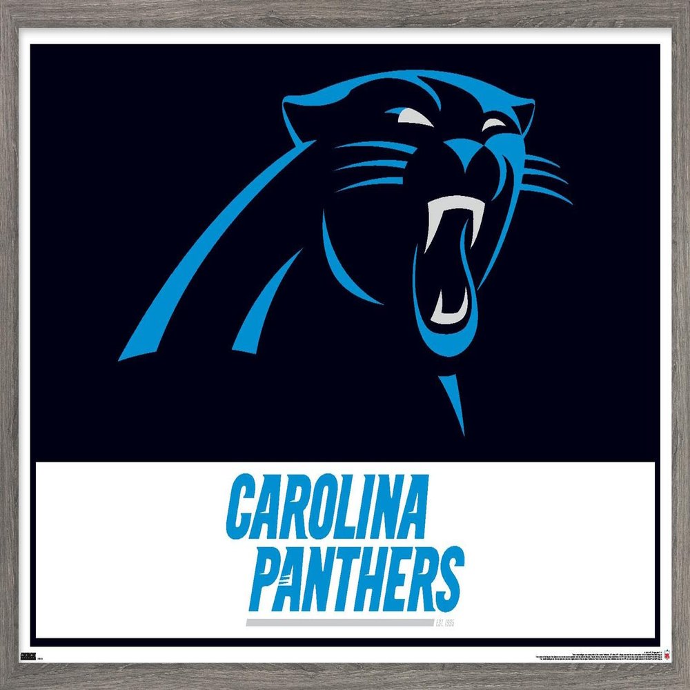 Trends International NFL Carolina Panthers - Logo 21 Wall Poster, 22.4L x 14.7W, Barnwood Framed Version