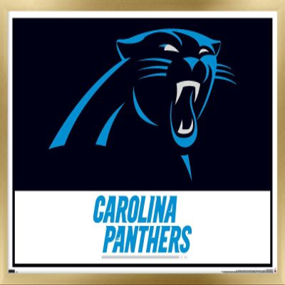 Trends International NFL Carolina Panthers - Logo 21 Wall Poster, 22.4L x 14.7W, Gold Framed Version